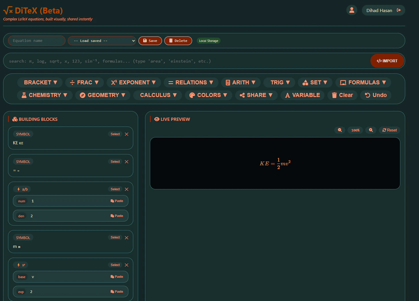 DiTeX · Visual LaTeX Equation Builder screenshot 3