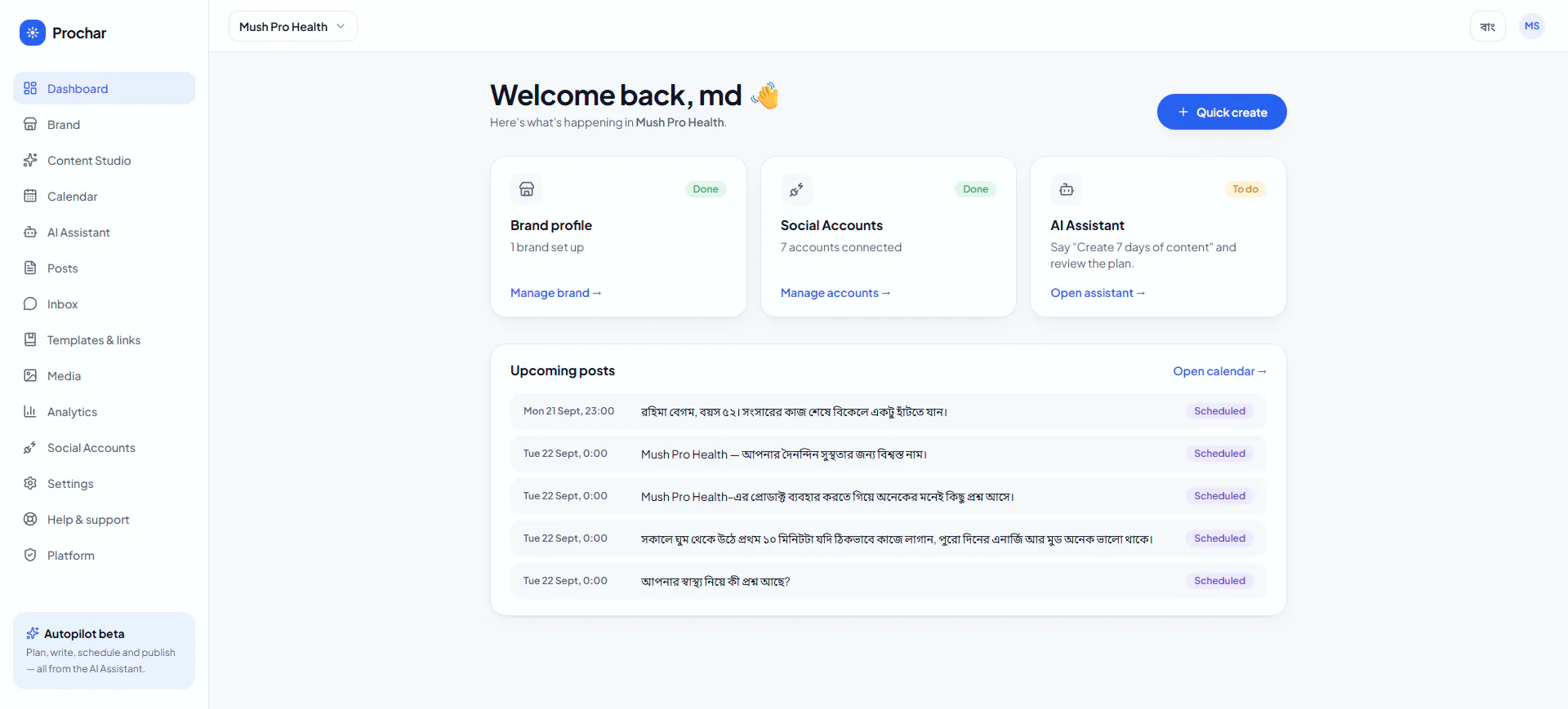 Prochar — AI Social Media Autopilot gallery image