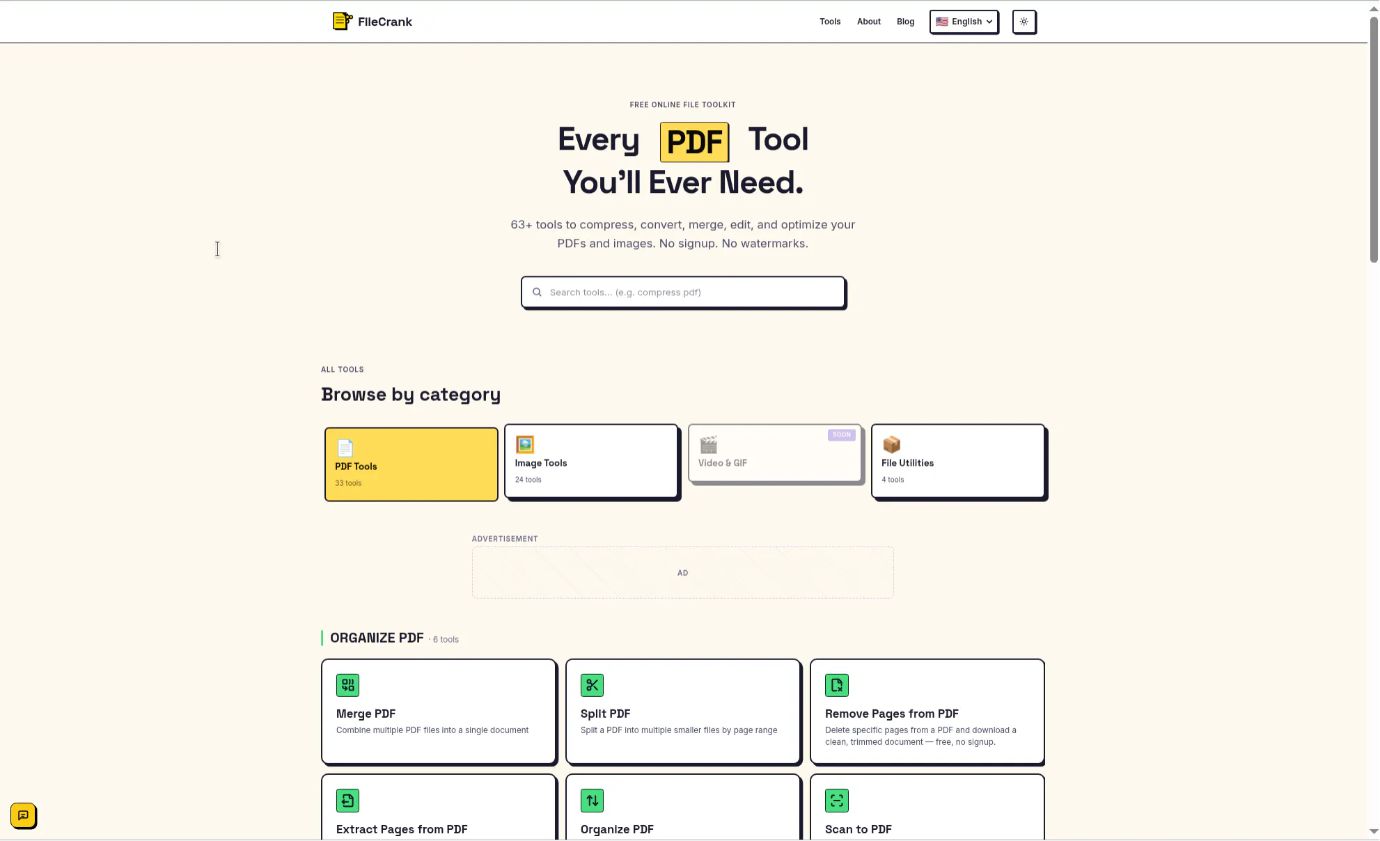 FileCrank Free Online PDF & Image Tools 제품 배너