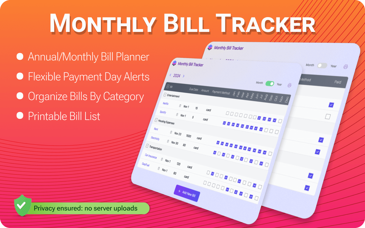Monthly Bill Tracker media 1