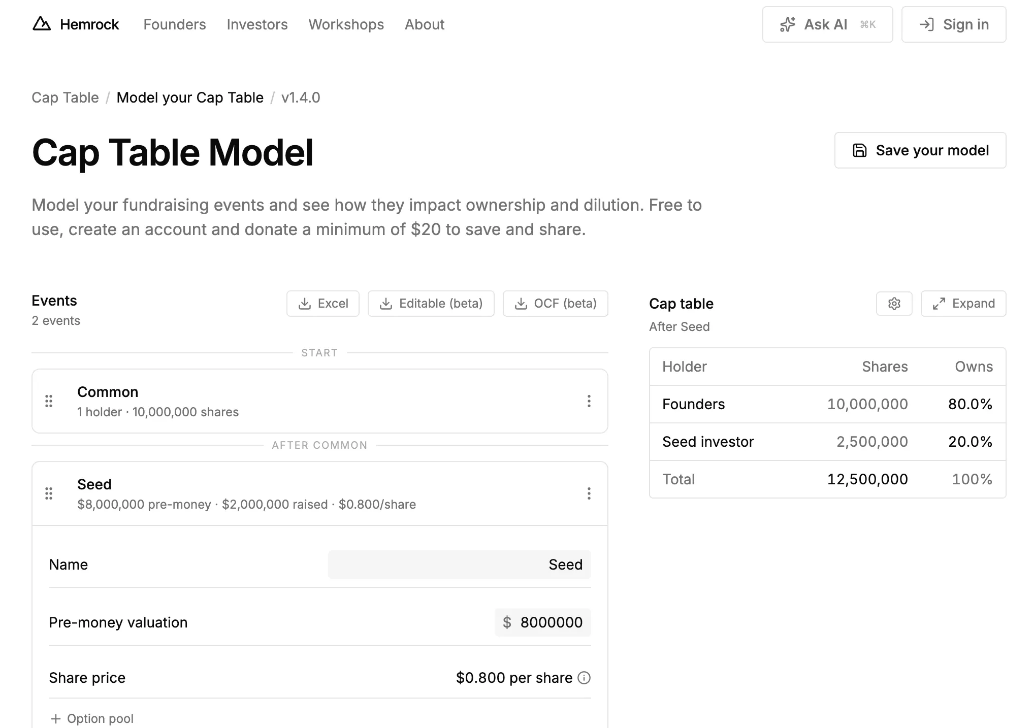 Cap table builder by Hemrock gallery image