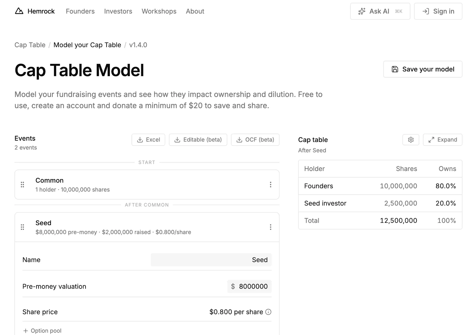 Cap table builder by Hemrock screenshot 2