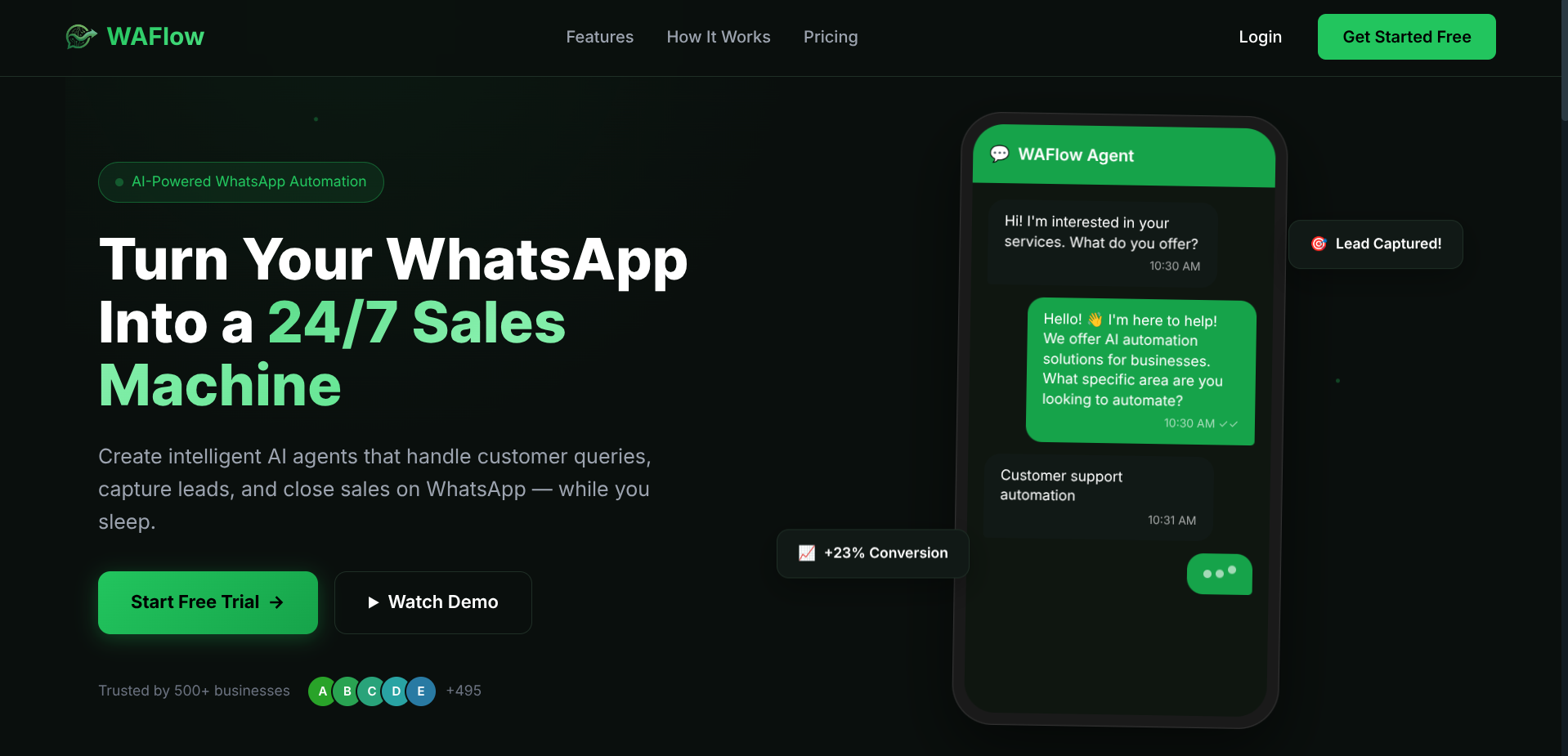 WAFlow - Main product screenshot demonstrating key features and user interface