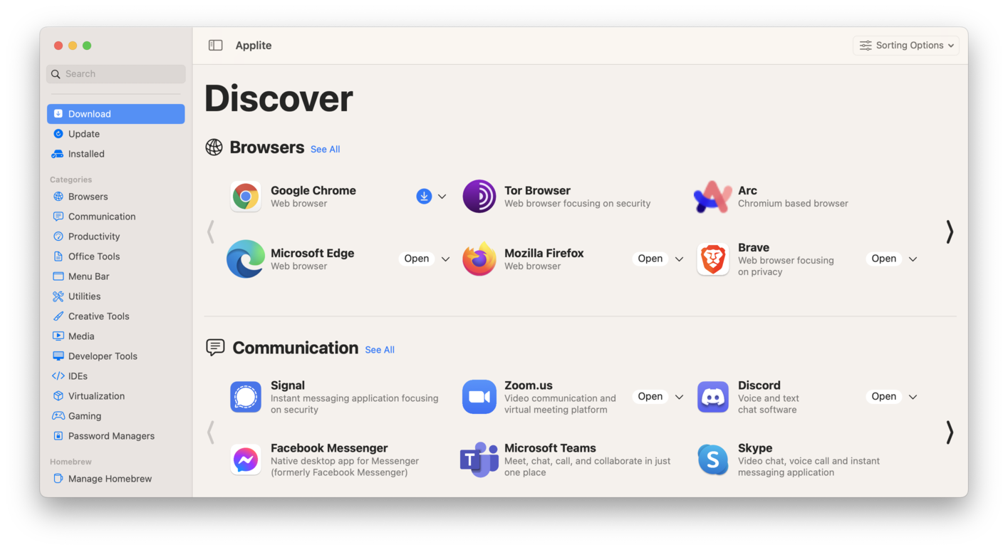 startuptile Applite-User friendly GUI macOS application for Homebrew Casks