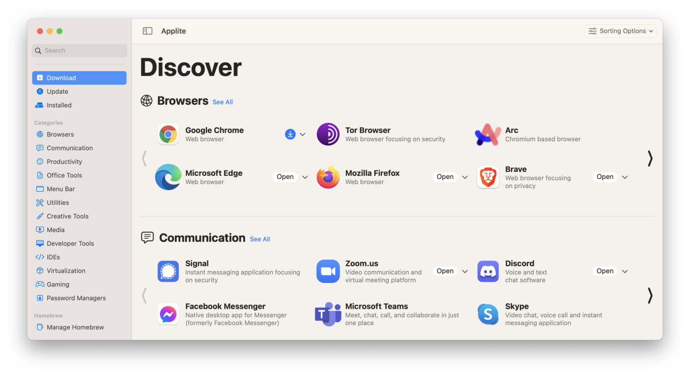 Applicarsi - Applicazione GUI MacOS intuitiva per le borse Homebrew media 1