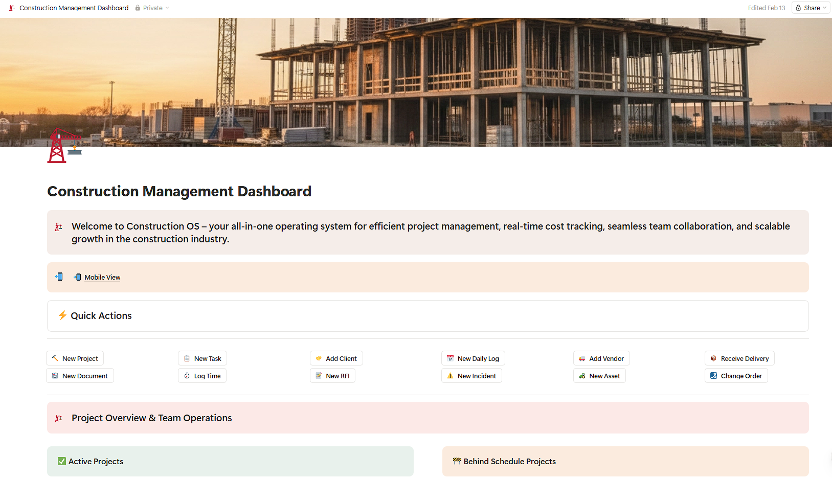 Construction OS for Notion gallery image