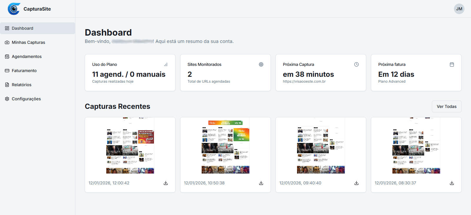 CapturaSite - Main product screenshot demonstrating key features and user interface
