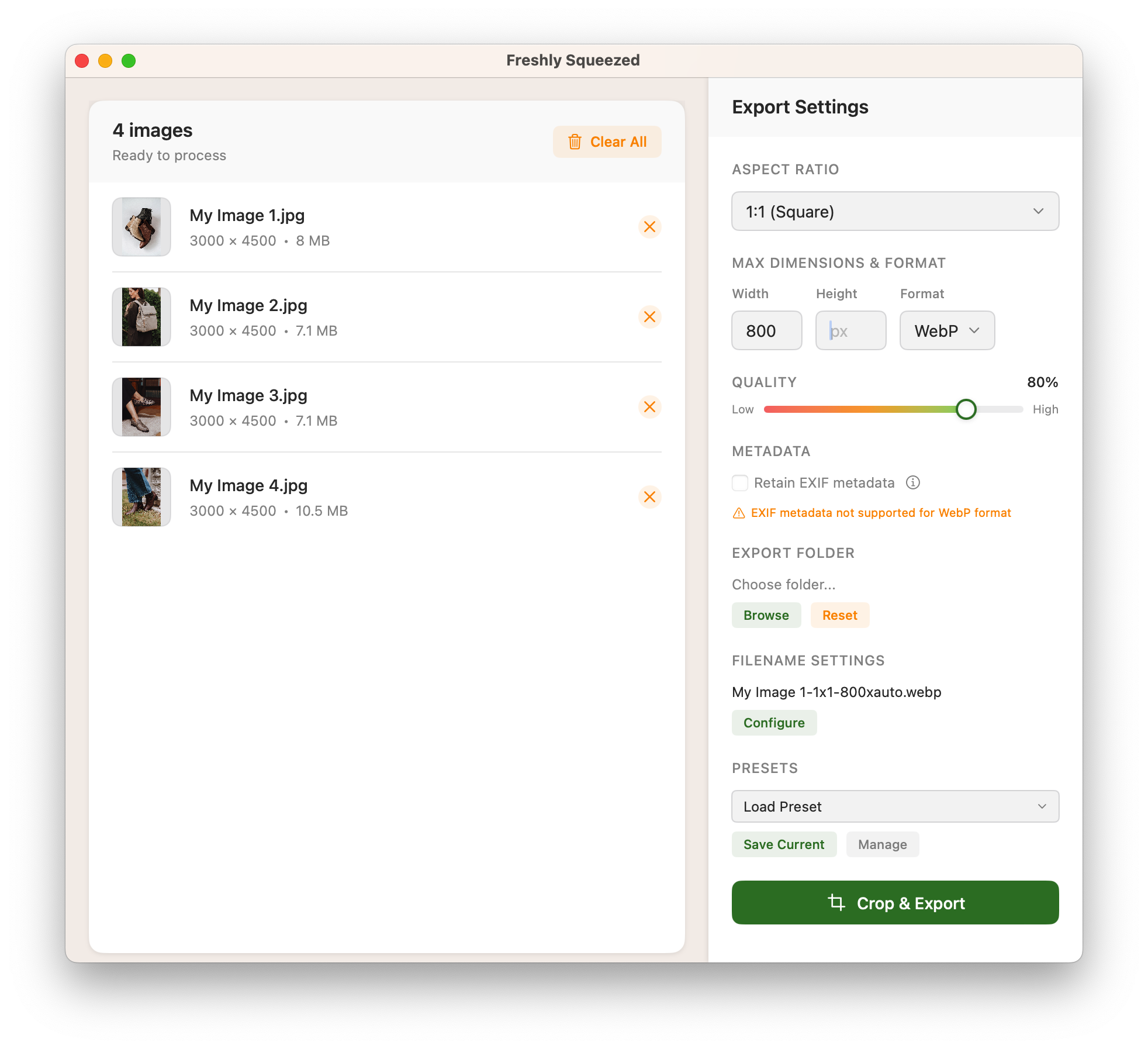 Média Fraîchement pressé - Redimensionner, recadrer, convertir et optimiser par lots des images pour macOS 3