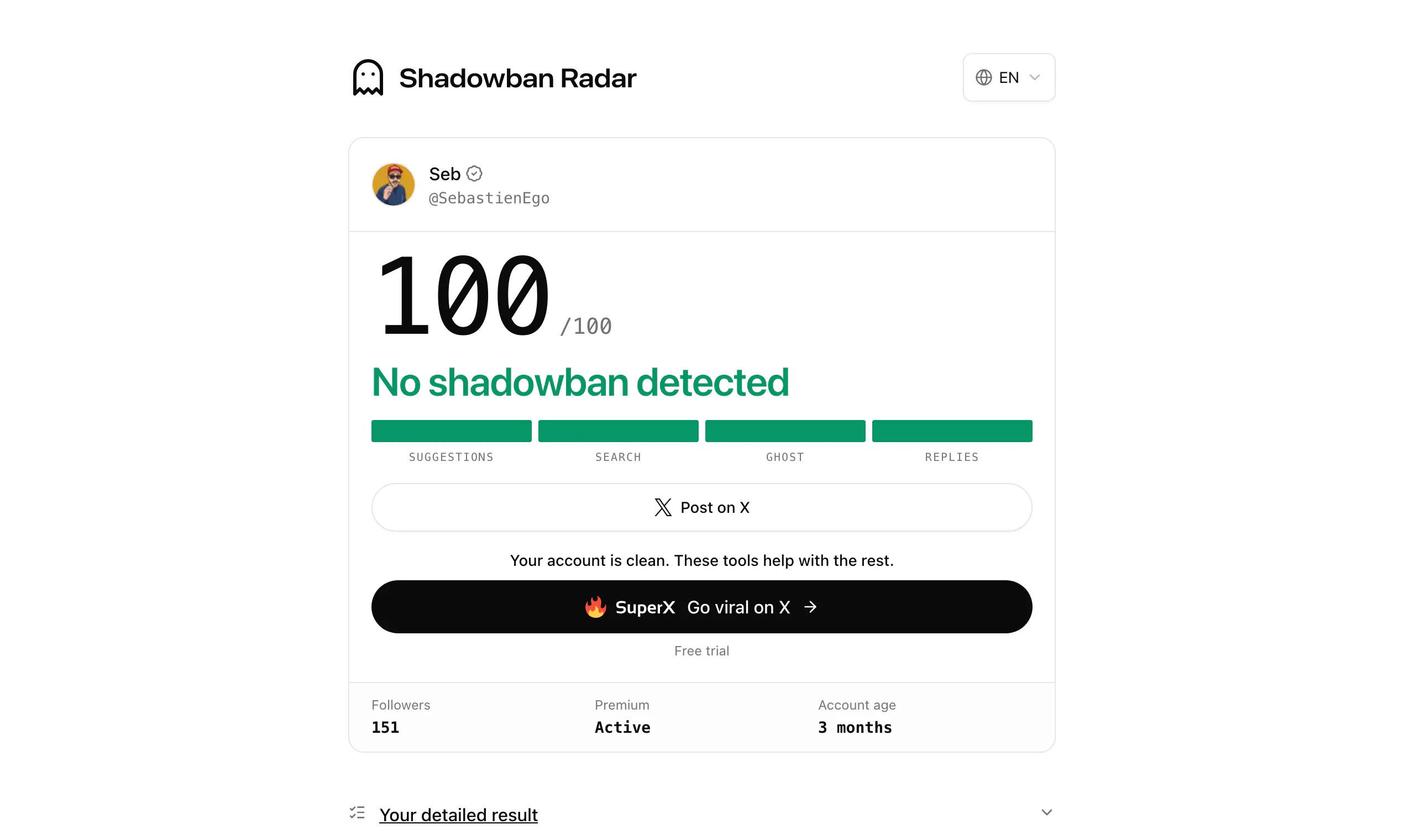 Shadowban Radar gallery image
