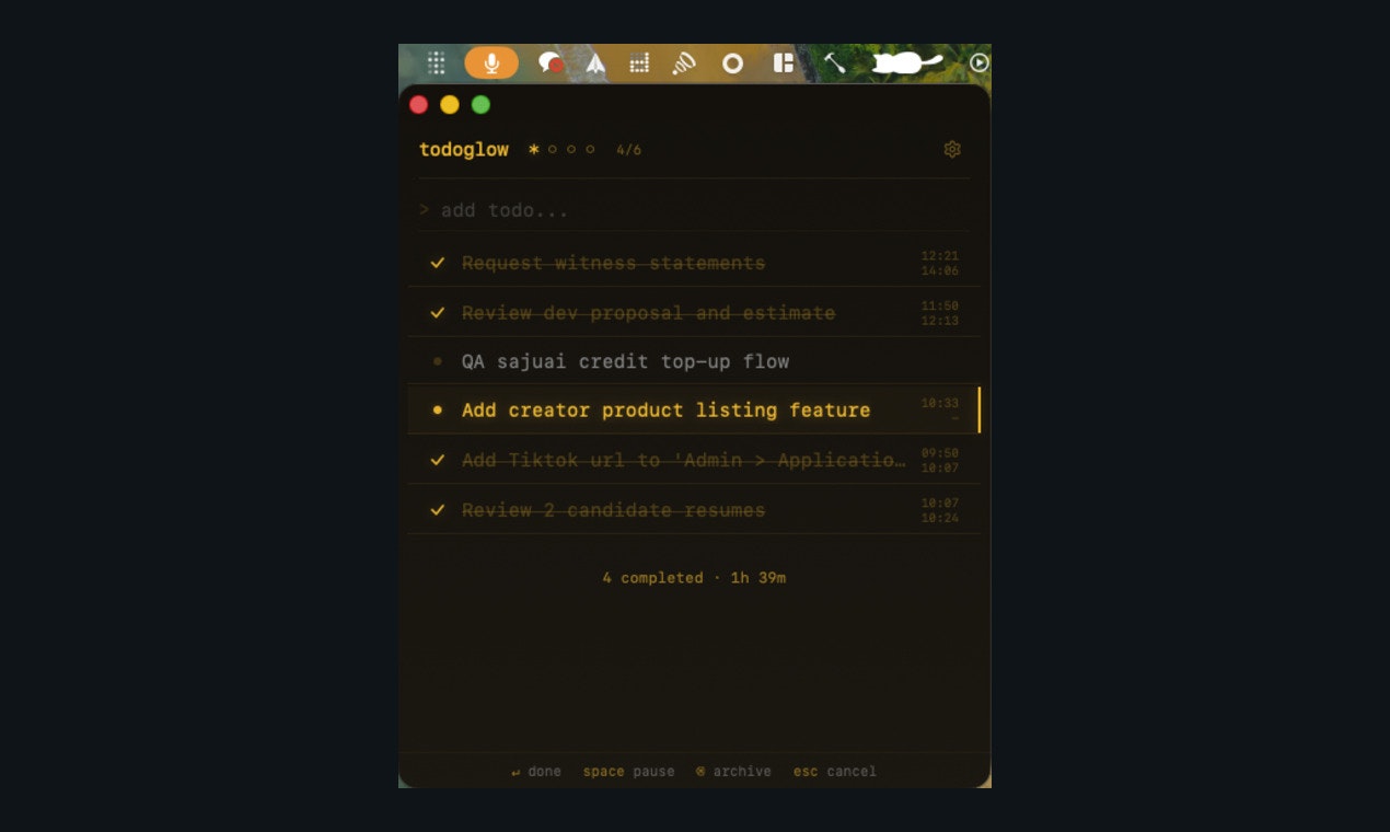 todoglow - Screenshot 2 showing product features and functionality