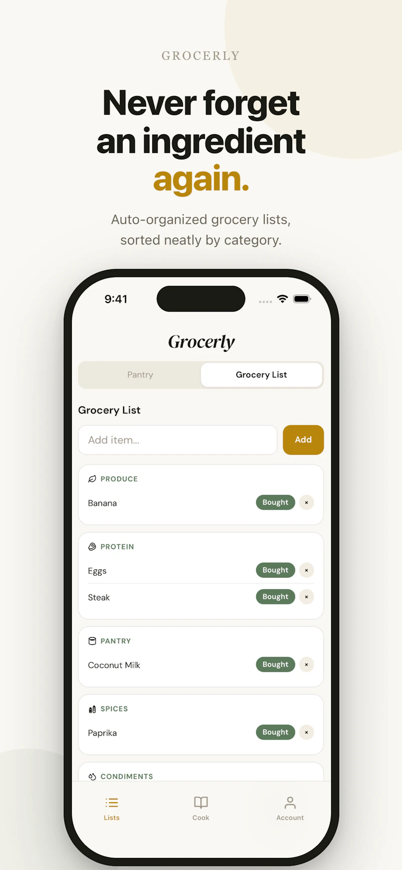 Grocerly: AI Recipe & Grocery screenshot 4