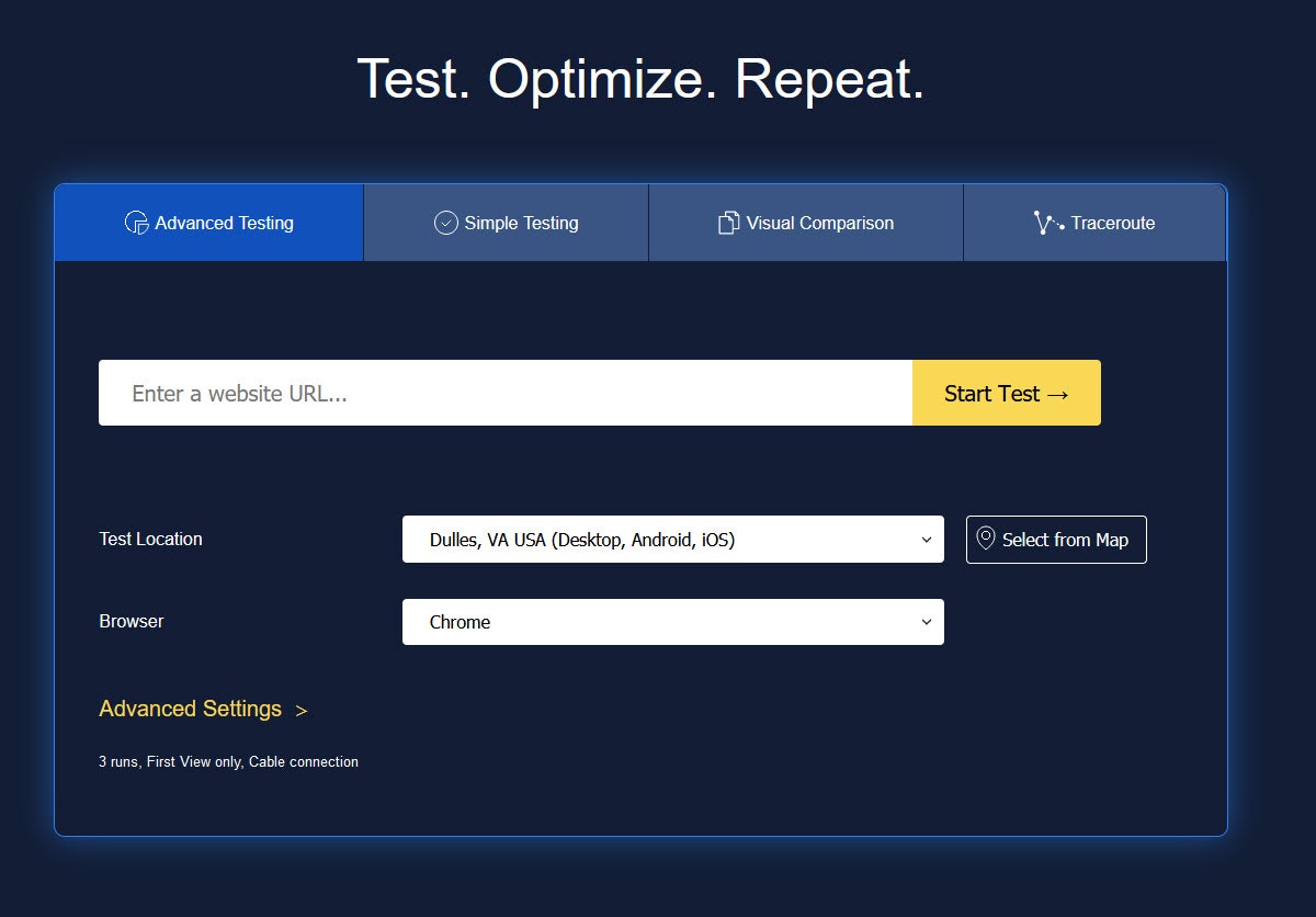 WebPage Test gallery image