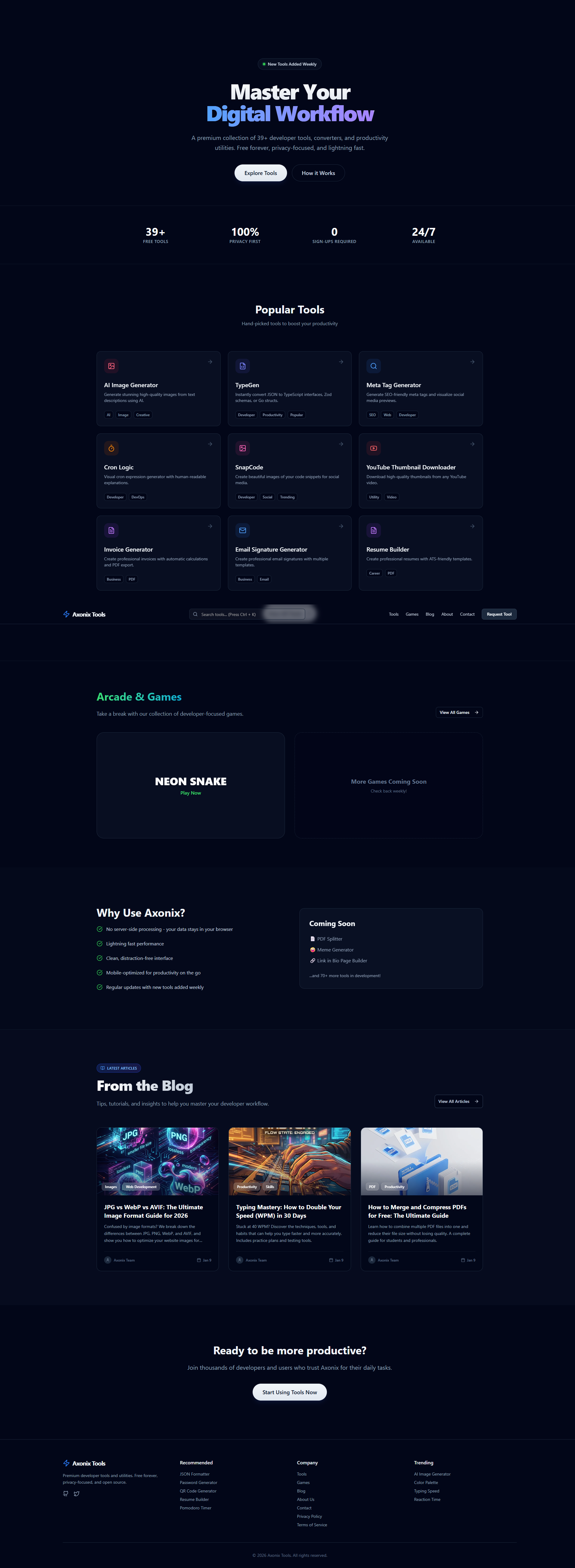 Axonix Tools - Main product screenshot demonstrating key features and user interface