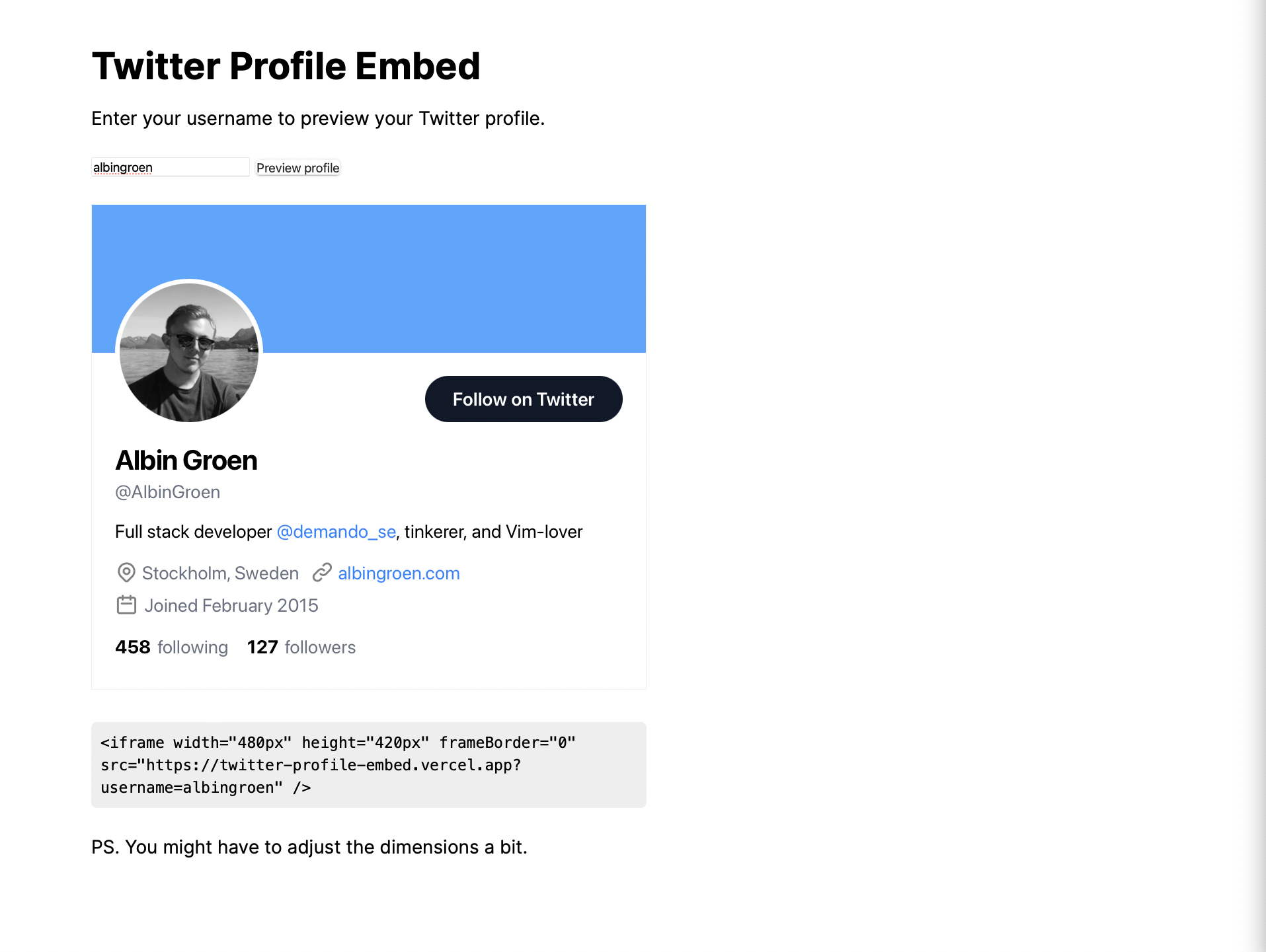 Twitter Profile Embed gallery image