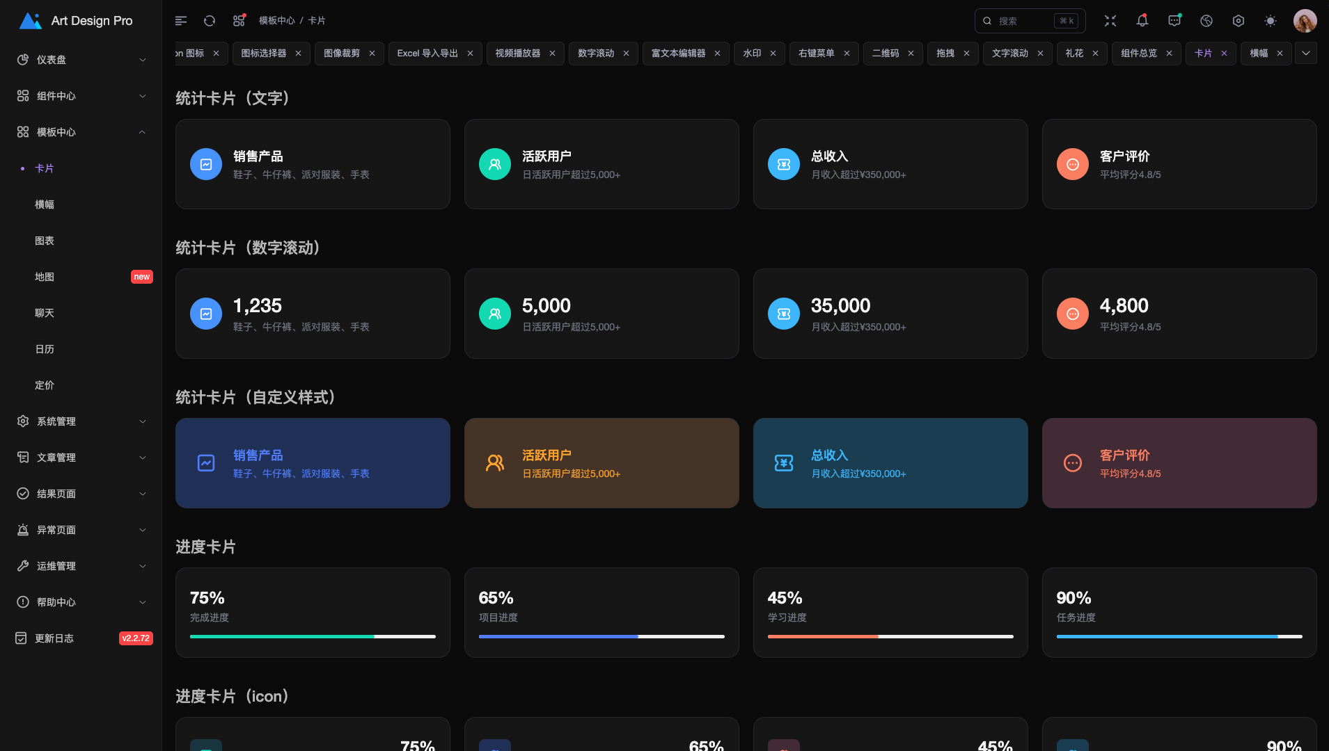 Art Design Pro - Dashboard di amministrazione bello e focalizzato su UX media 5