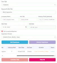 Online Work Experience Calculator gallery image