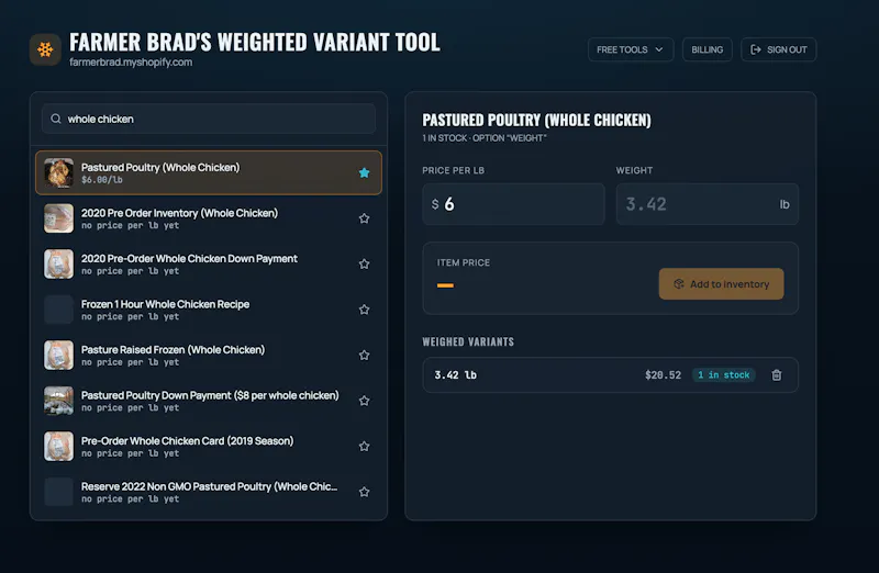 Weighted Variant Shopify screenshot 2