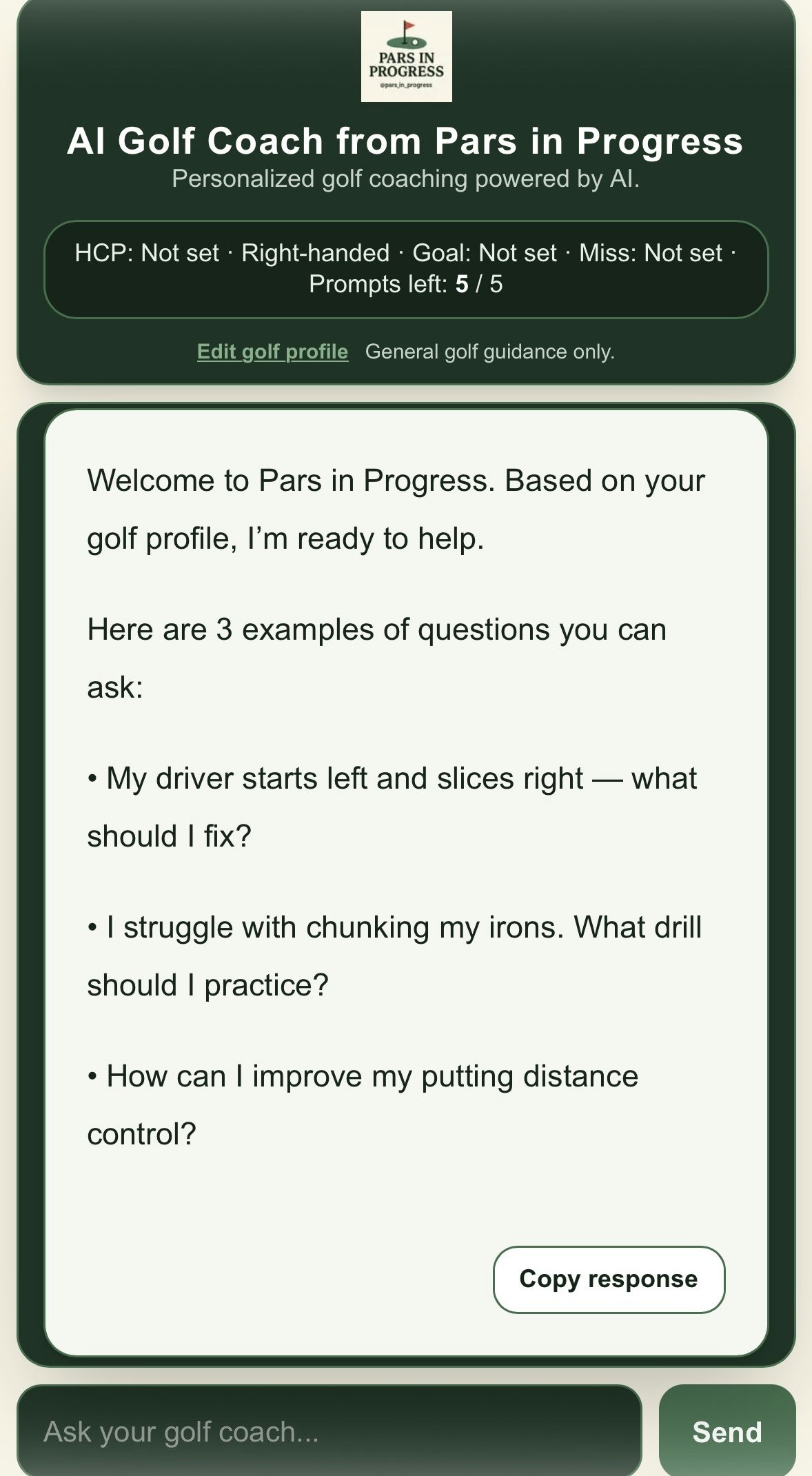 Pars in Progress AI Golf Coach gallery image