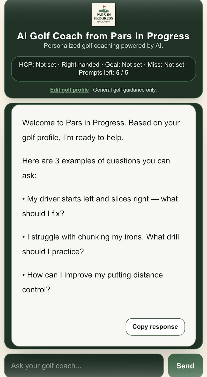 Pars in Progress AI Golf Coach screenshot 3