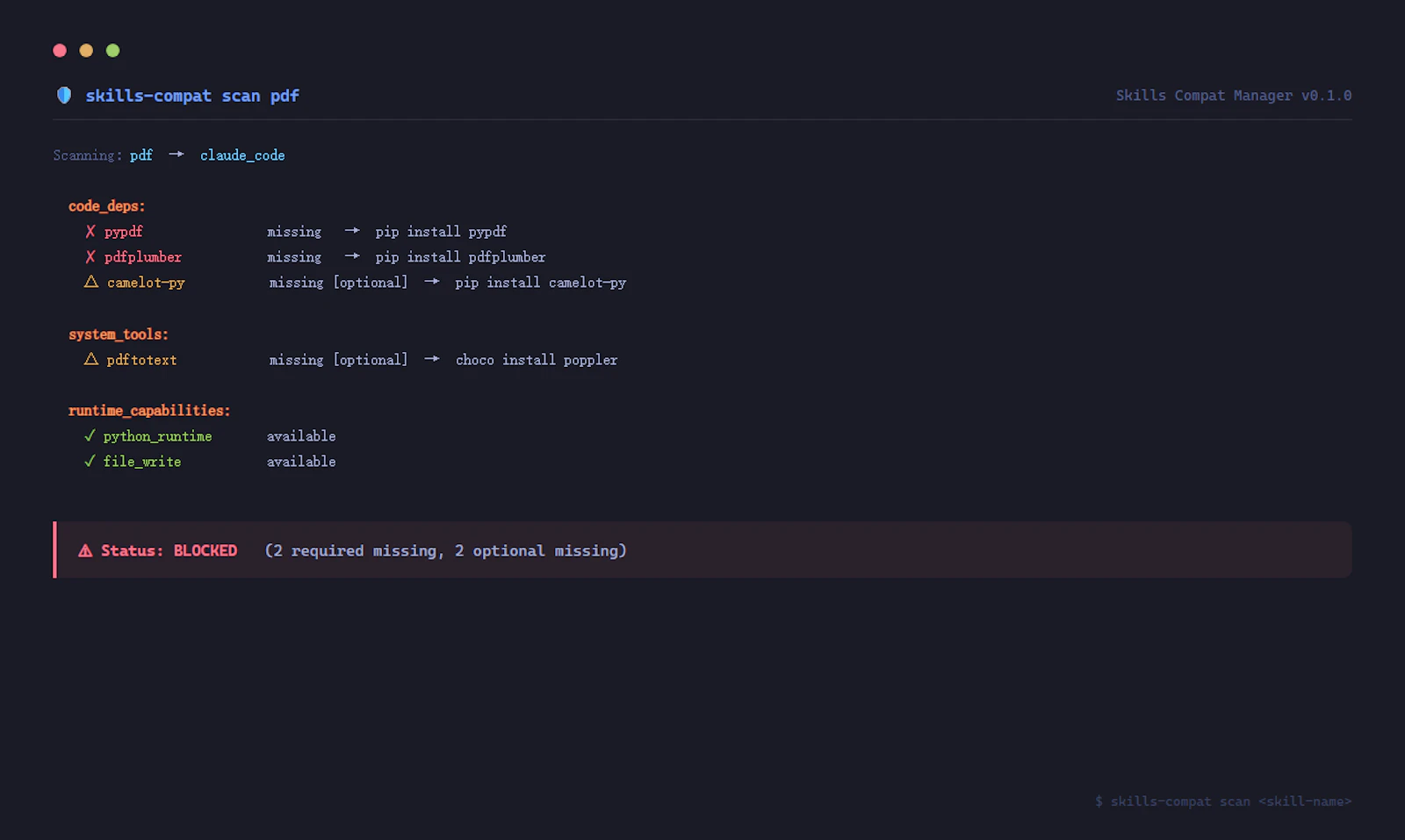 Skills Compat Manager screenshot 1