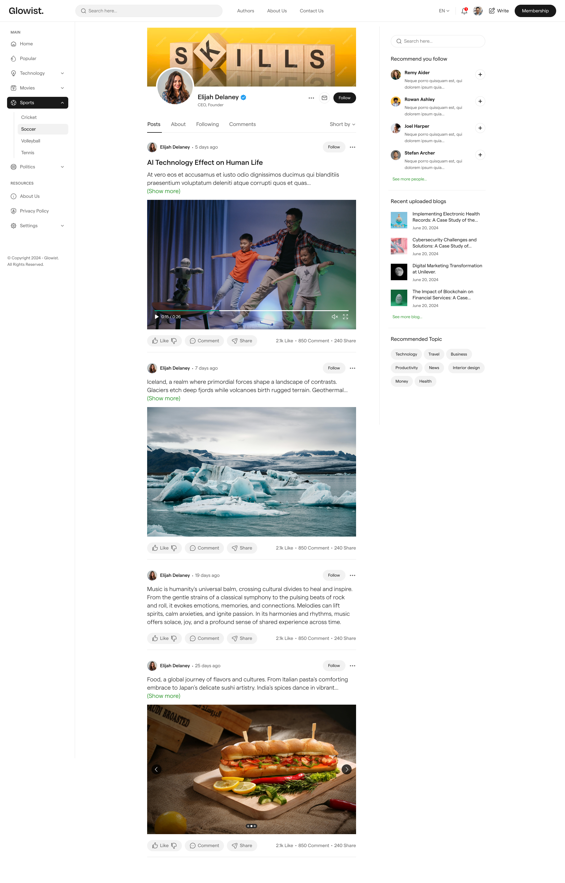 Glowist：博客网站模板html media 29