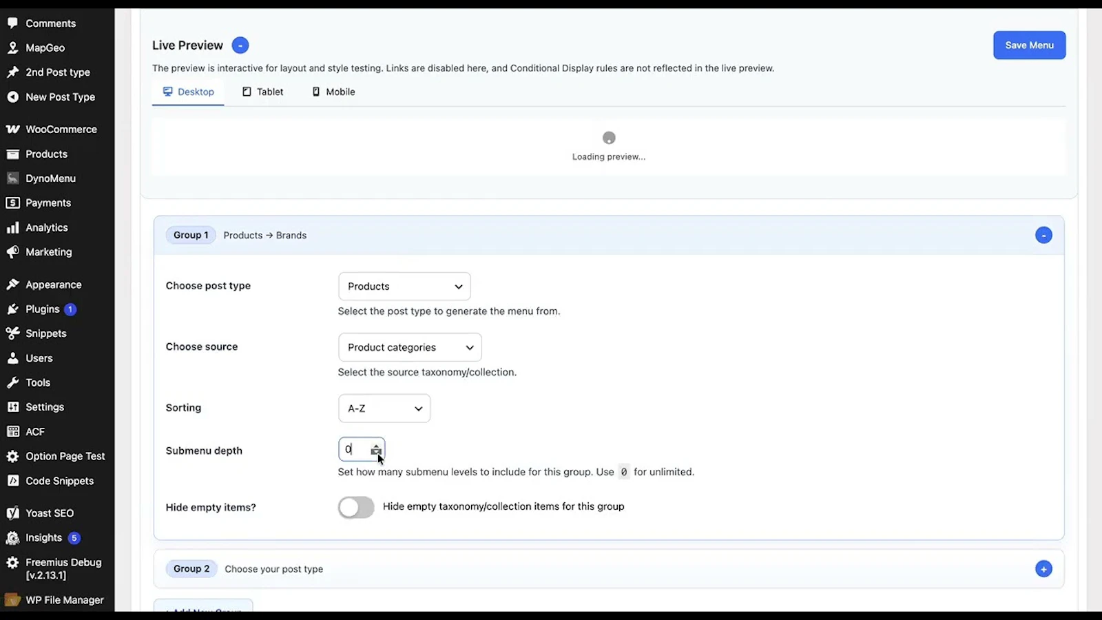 DynoMenu screenshot 1 (video preview)