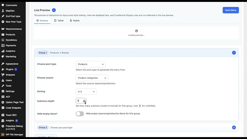 DynoMenu screenshot 1 (video preview)
