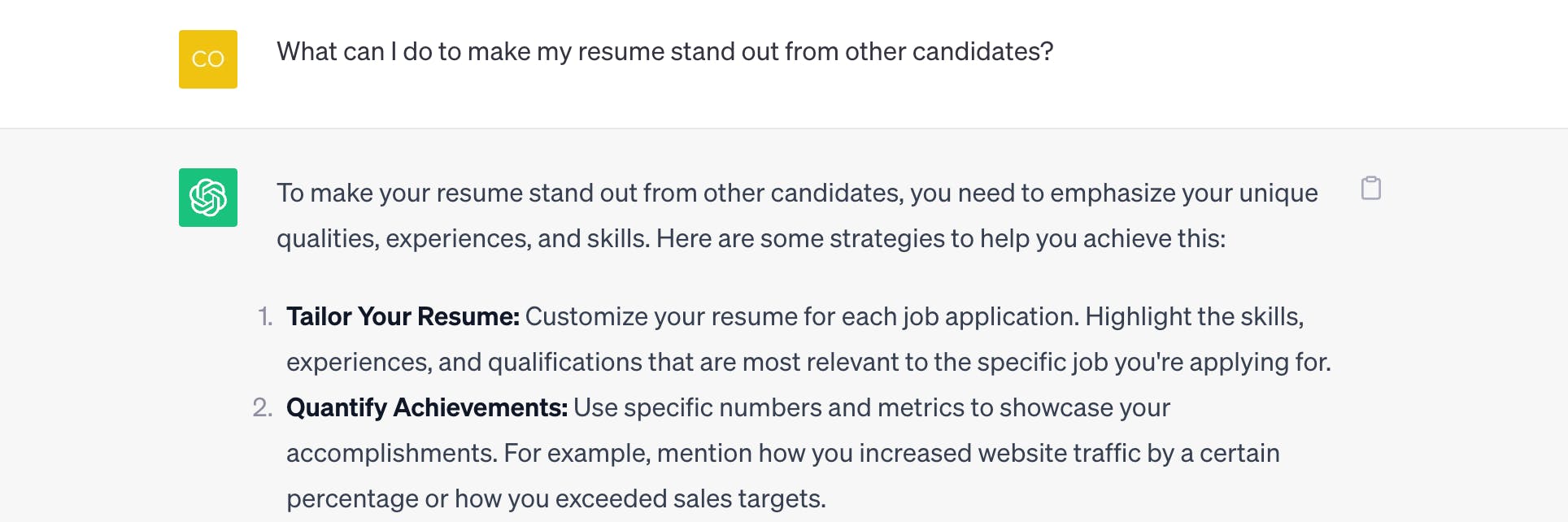 ChatGPT prompt to make resume stand out