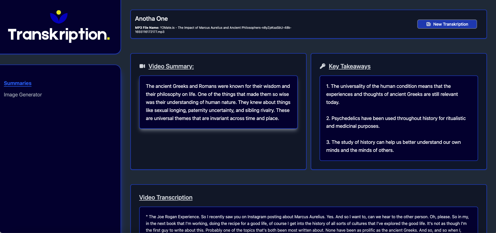 وسائط Transkription.io 4