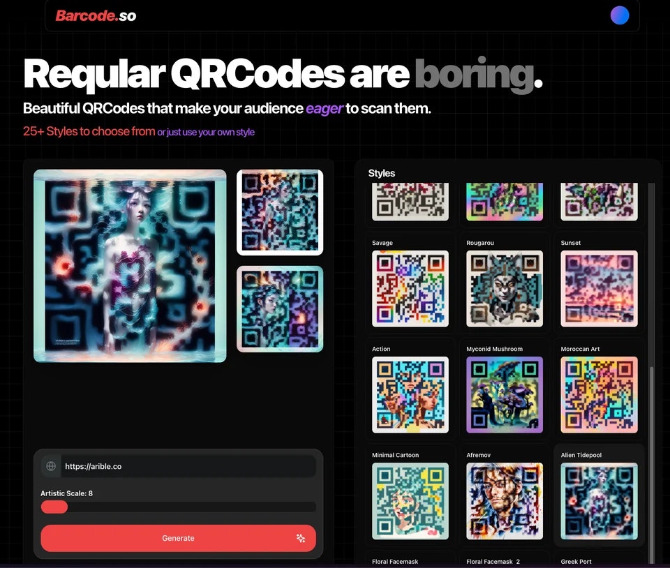 startuptile Barcode.so-Beautiful QR codes that make your audience eager to scan