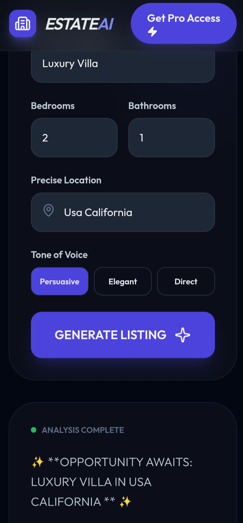 Estate AI pro  - Screenshot 2 showing product features and functionality