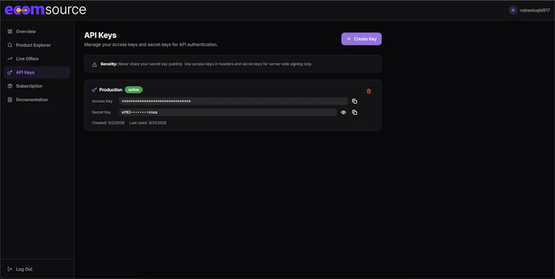 EcomSource AI API v1 screenshot 1
