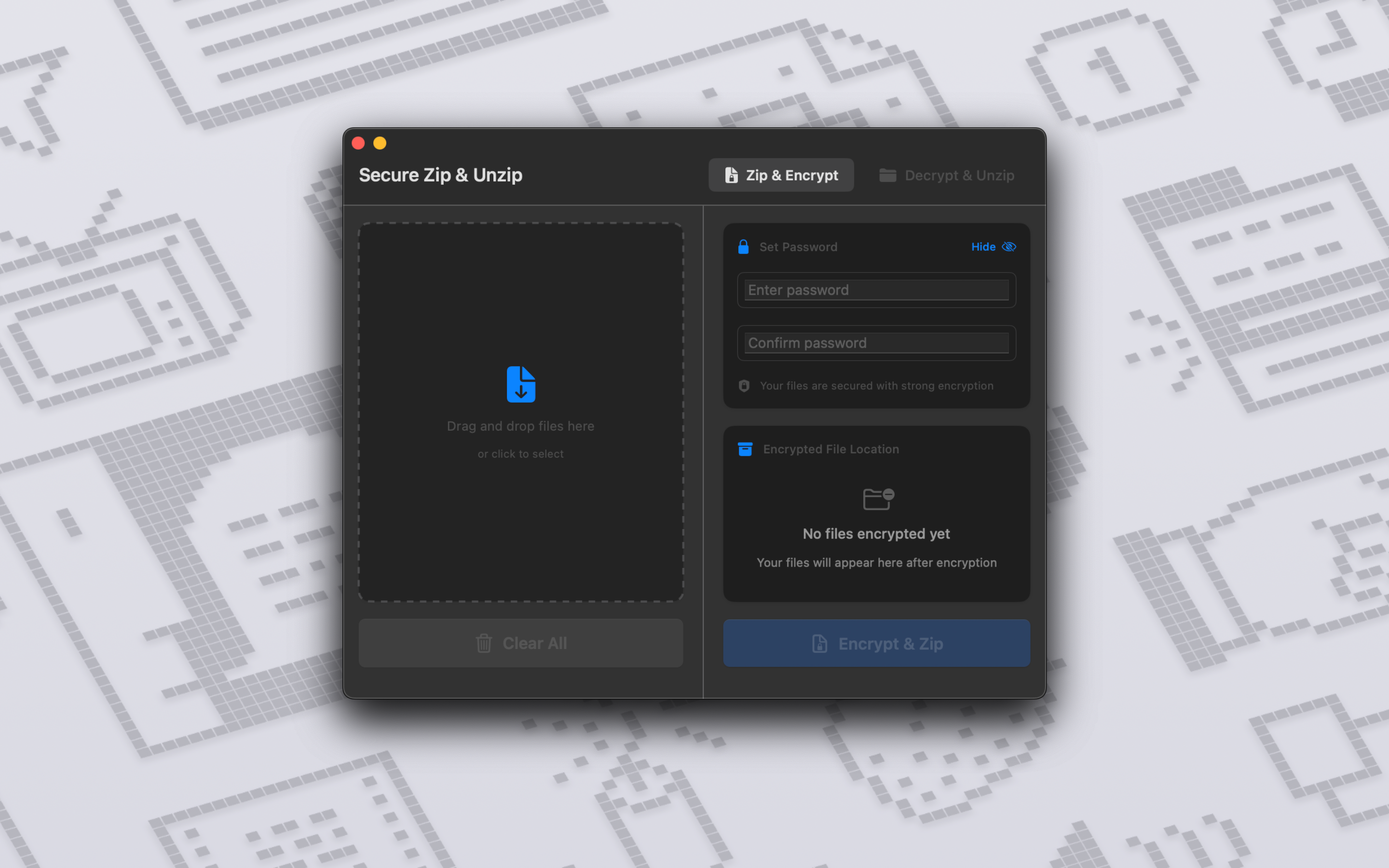 Mídia 2 de Zip e descompactação segura - Criptografia Zip Fast - Apple Silicon Metal alimentado