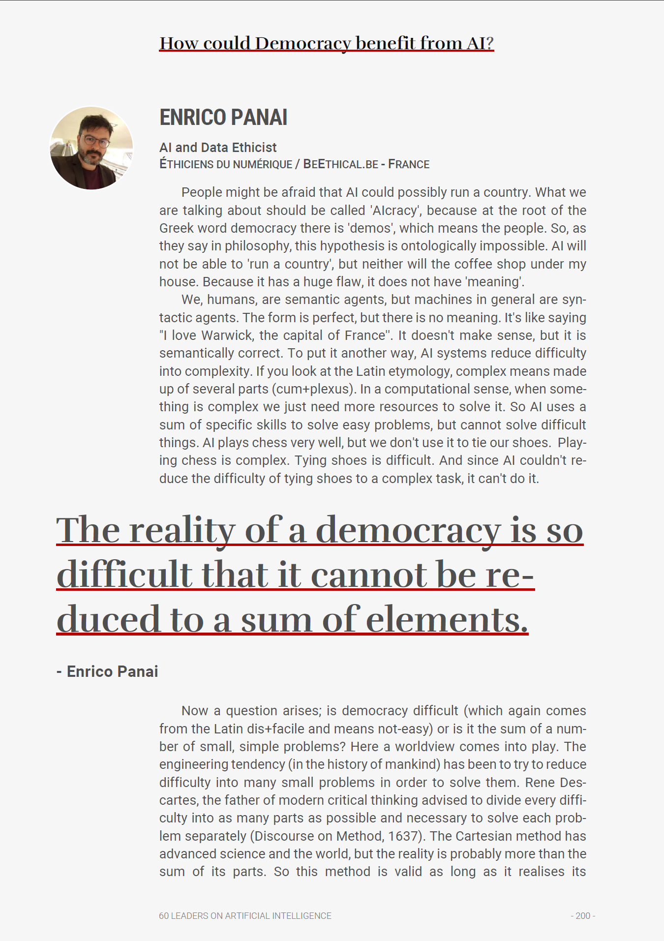 60 LEADERS ON ARTIFICIAL INTELLIGENCE - From Algorithms to Ethics. A holistic view of AI media 29