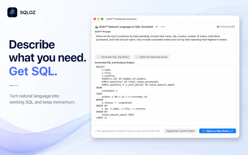 SQLOZ screenshot 3