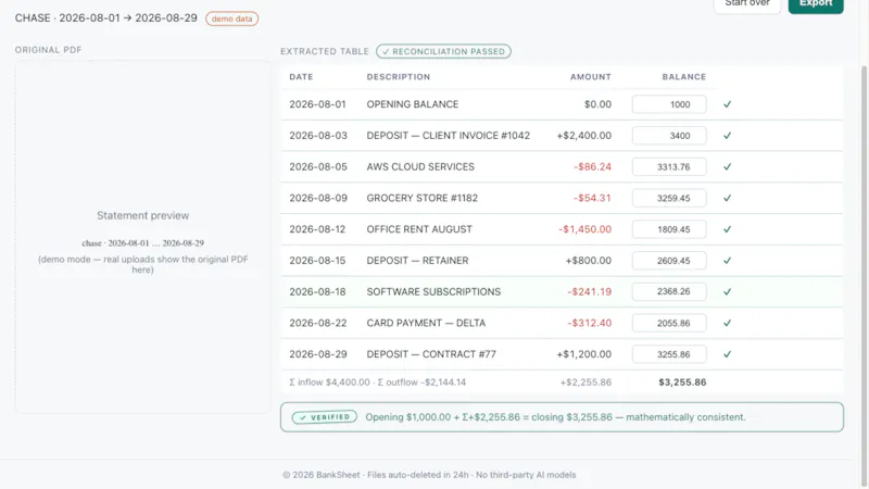 BankSheet screenshot 2