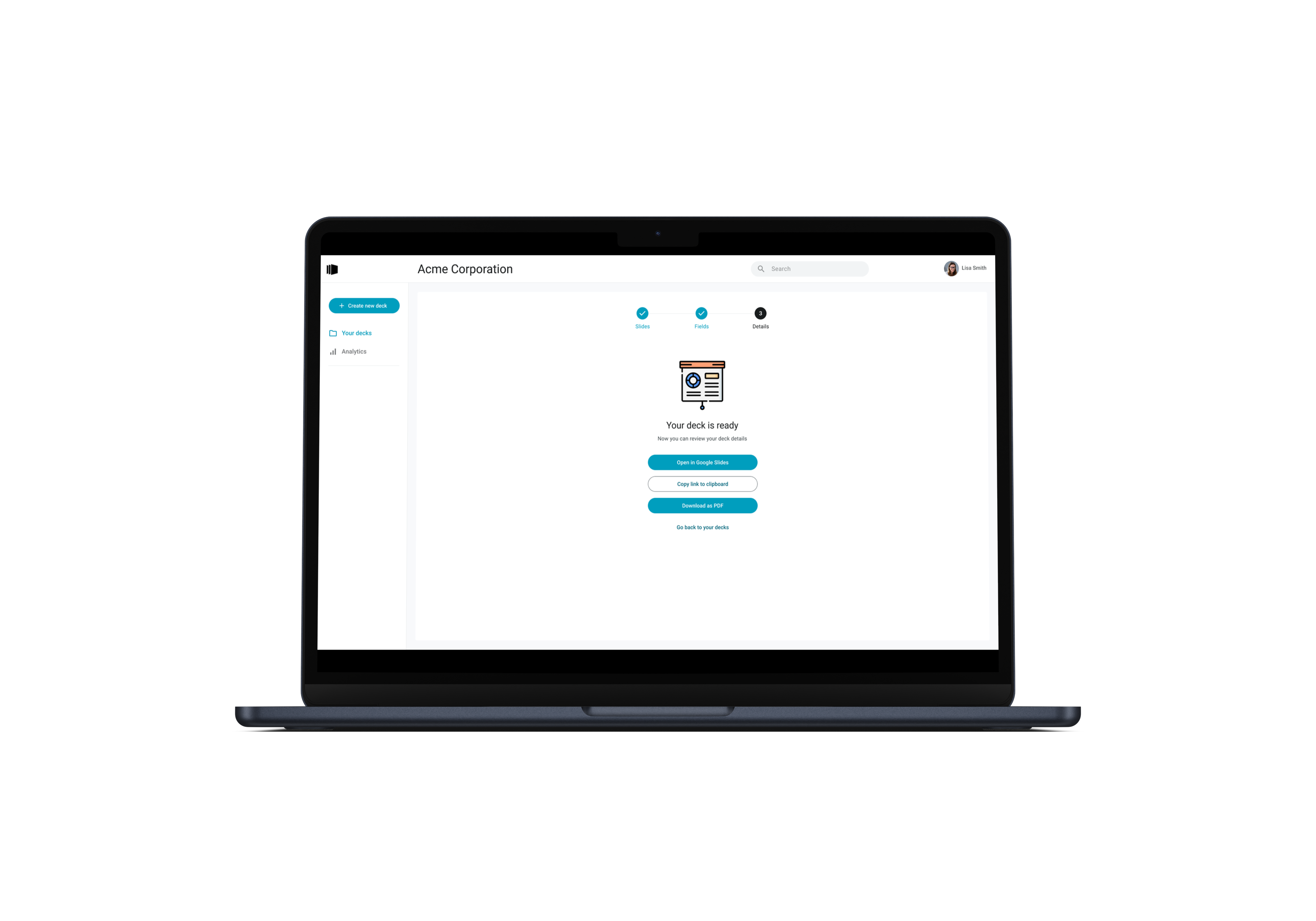 Mídia 4 de Deckautomation - Permite gerar decks consistentes na marca em segundos