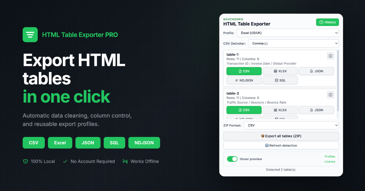 HTML Table Exporter gallery image