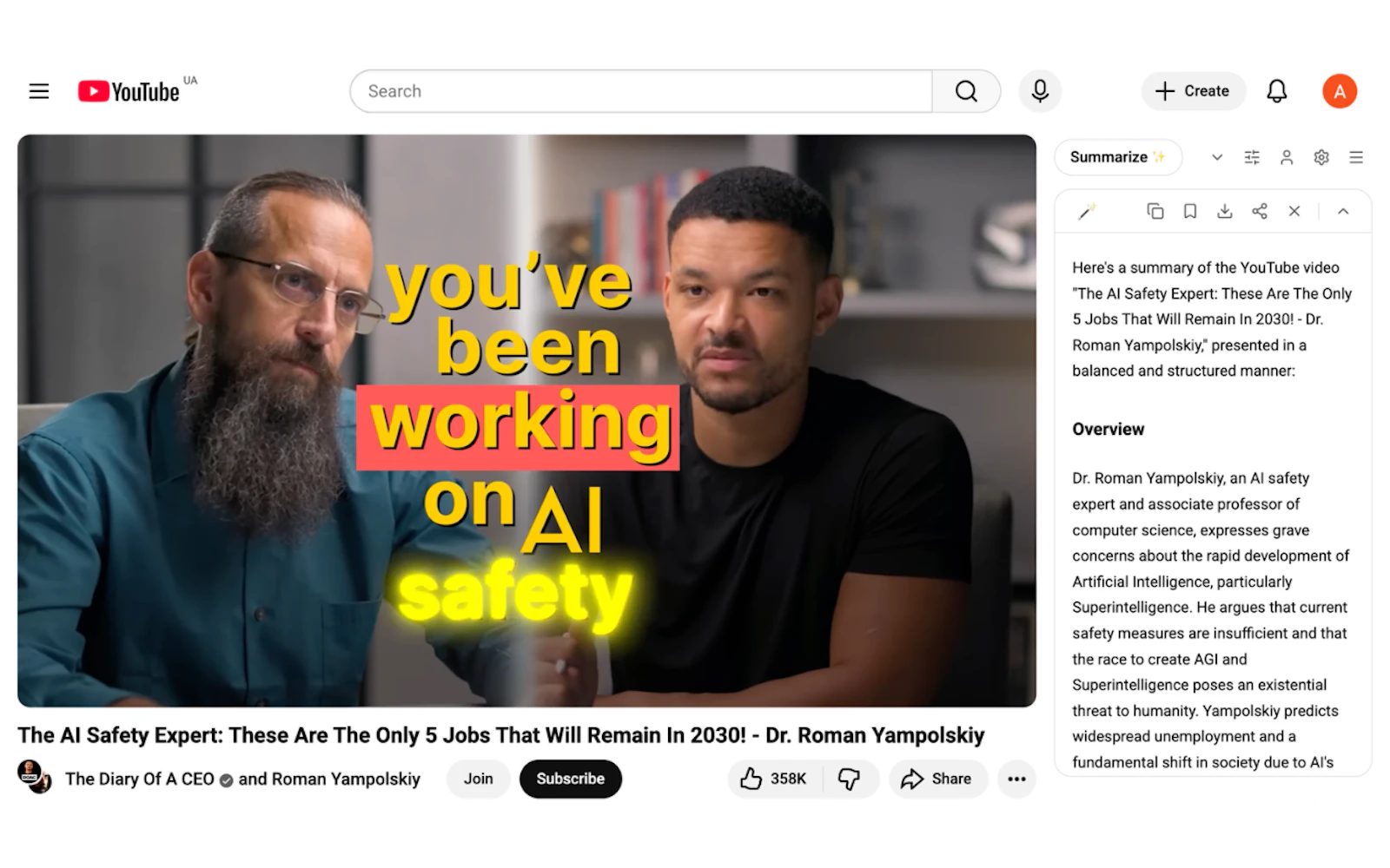 AI Summary: YouTube Summarizer with AI screenshot 1