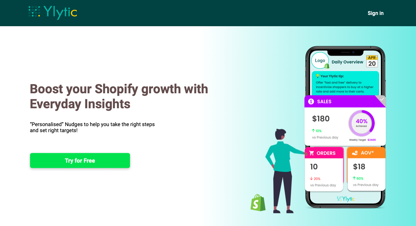 Mídia 1 de Shopify Nudges por Ylytic - Nudges de crescimento para os comerciantes do Shopify para aumentar as vendas da loja