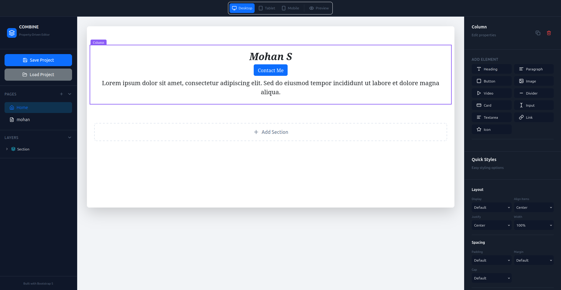 Combine - Main product screenshot demonstrating key features and user interface