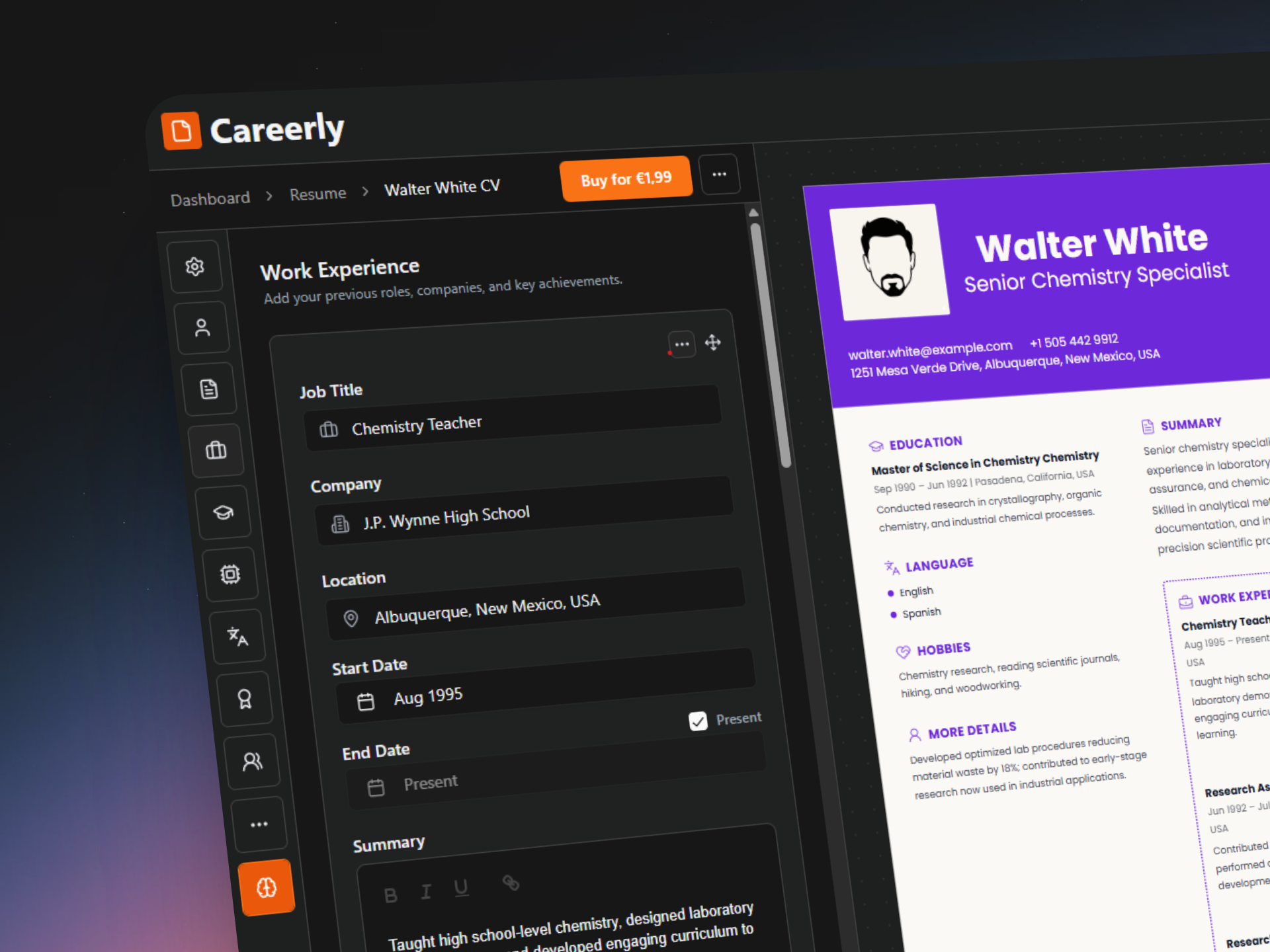 Careerly - Screenshot 2 showing product features and functionality