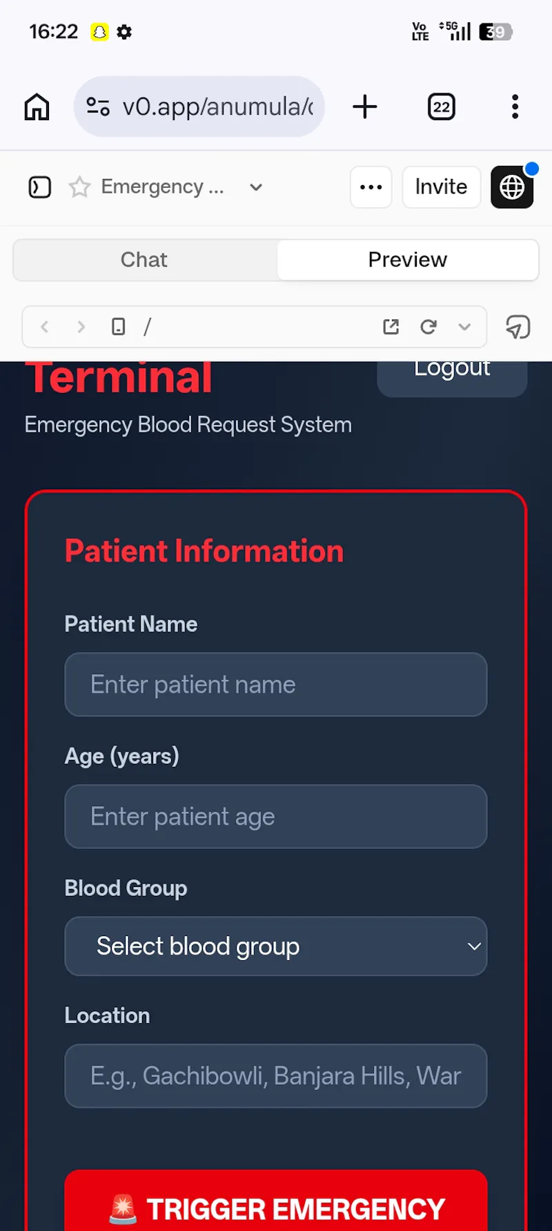 Emergency Blood Grid screenshot 1
