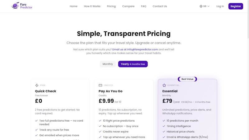 FarePredictor.com screenshot 4