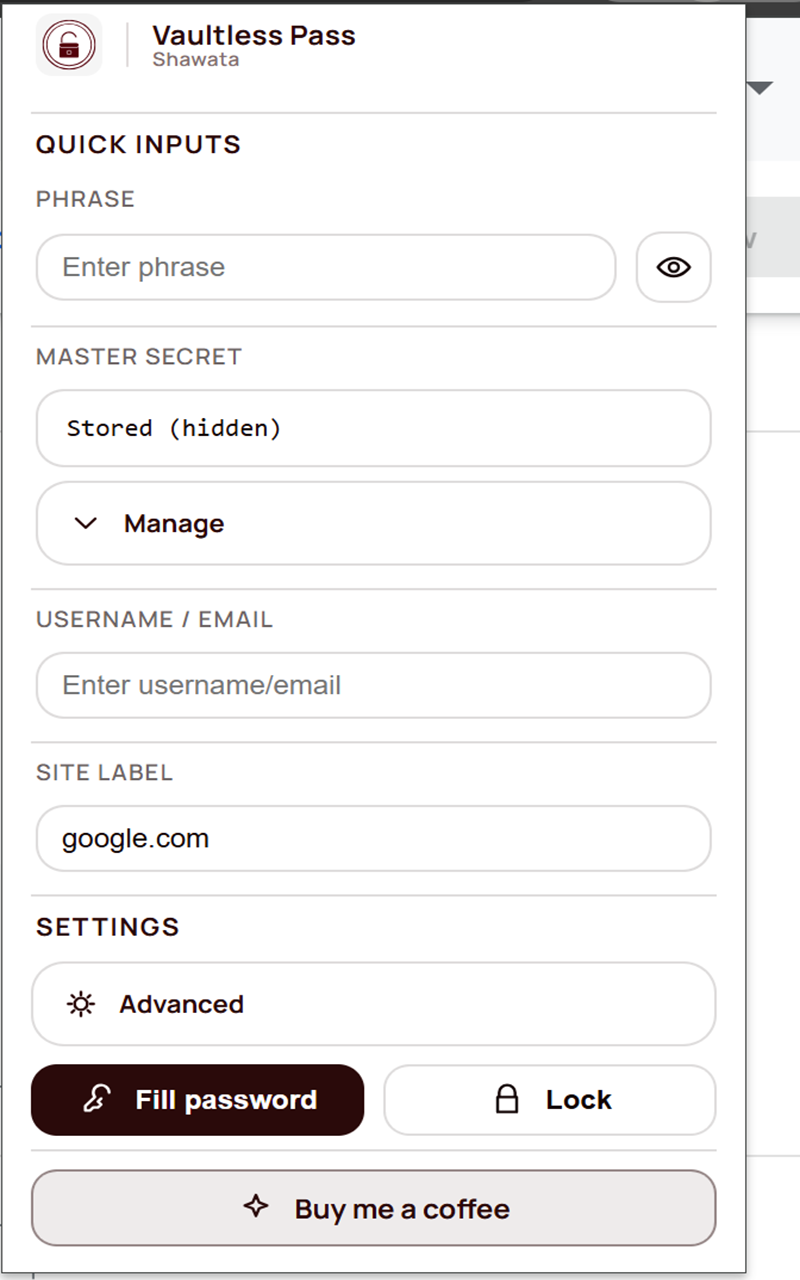 Vaultless Pass - Screenshot 3 showing product features and functionality