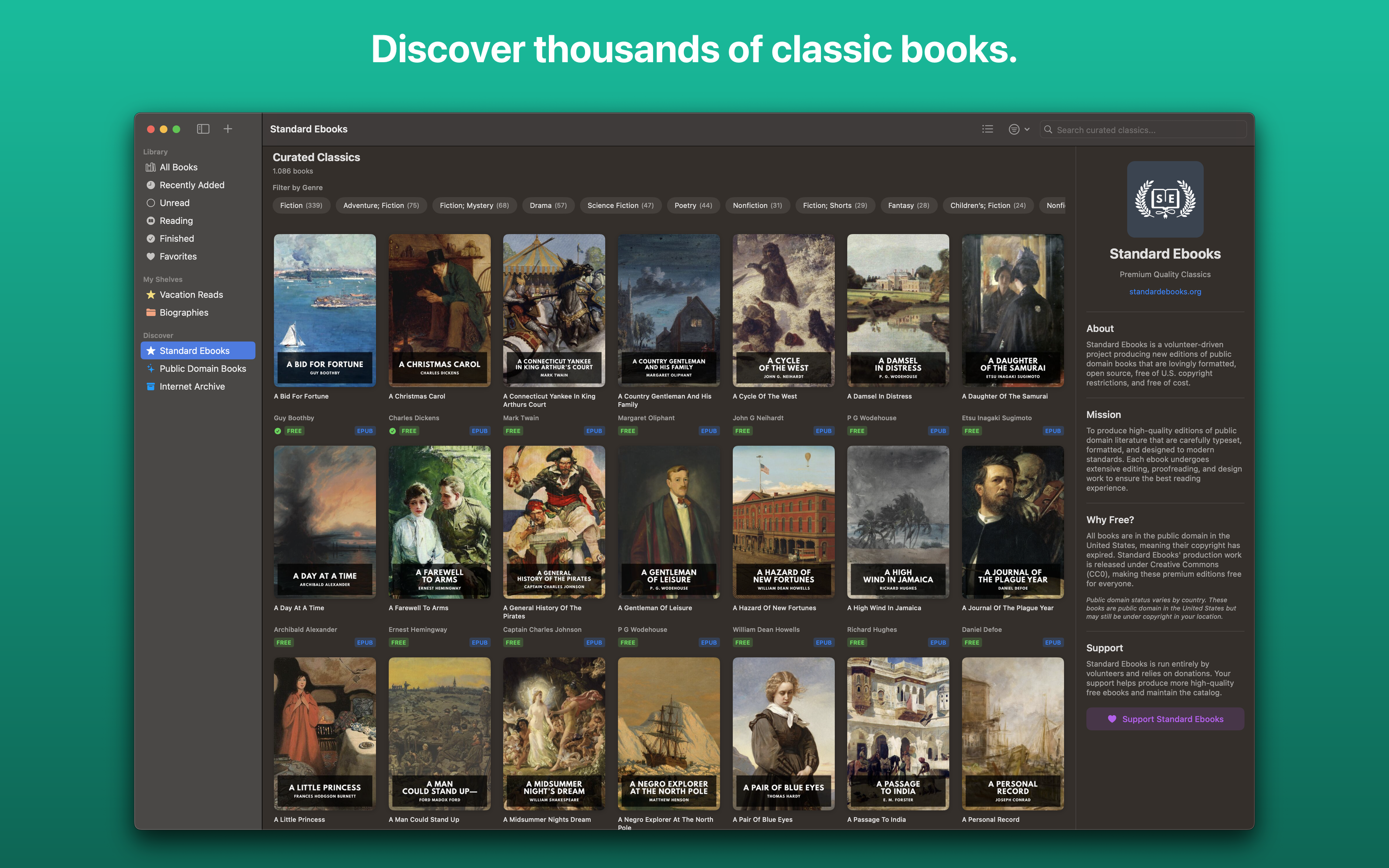 BookShelves eBook Reader - Screenshot 2 showing product features and functionality