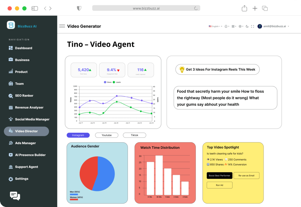 Bizbuzz - Main product screenshot demonstrating key features and user interface