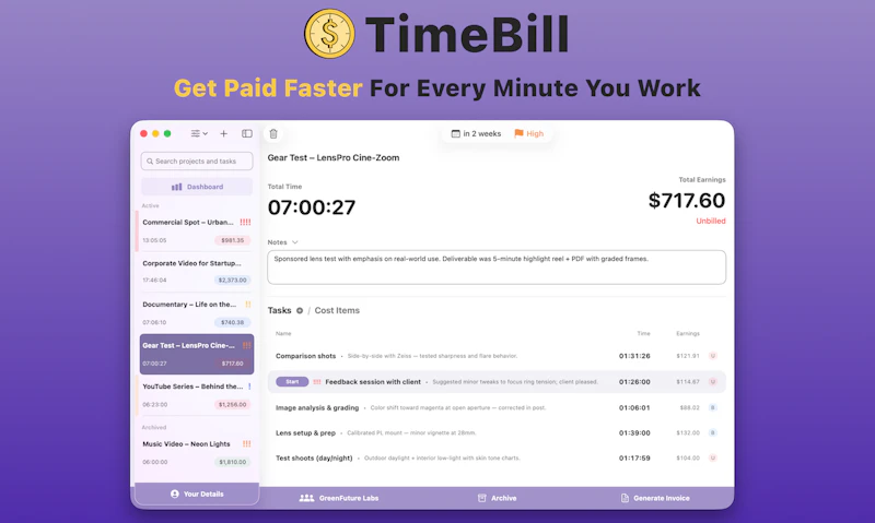 TimeBill screenshot 2