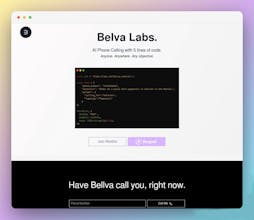 Belva встроен в приложение для смартфона. Встройте интеллектуального агента в любое приложение, написав всего 5 строк кода.