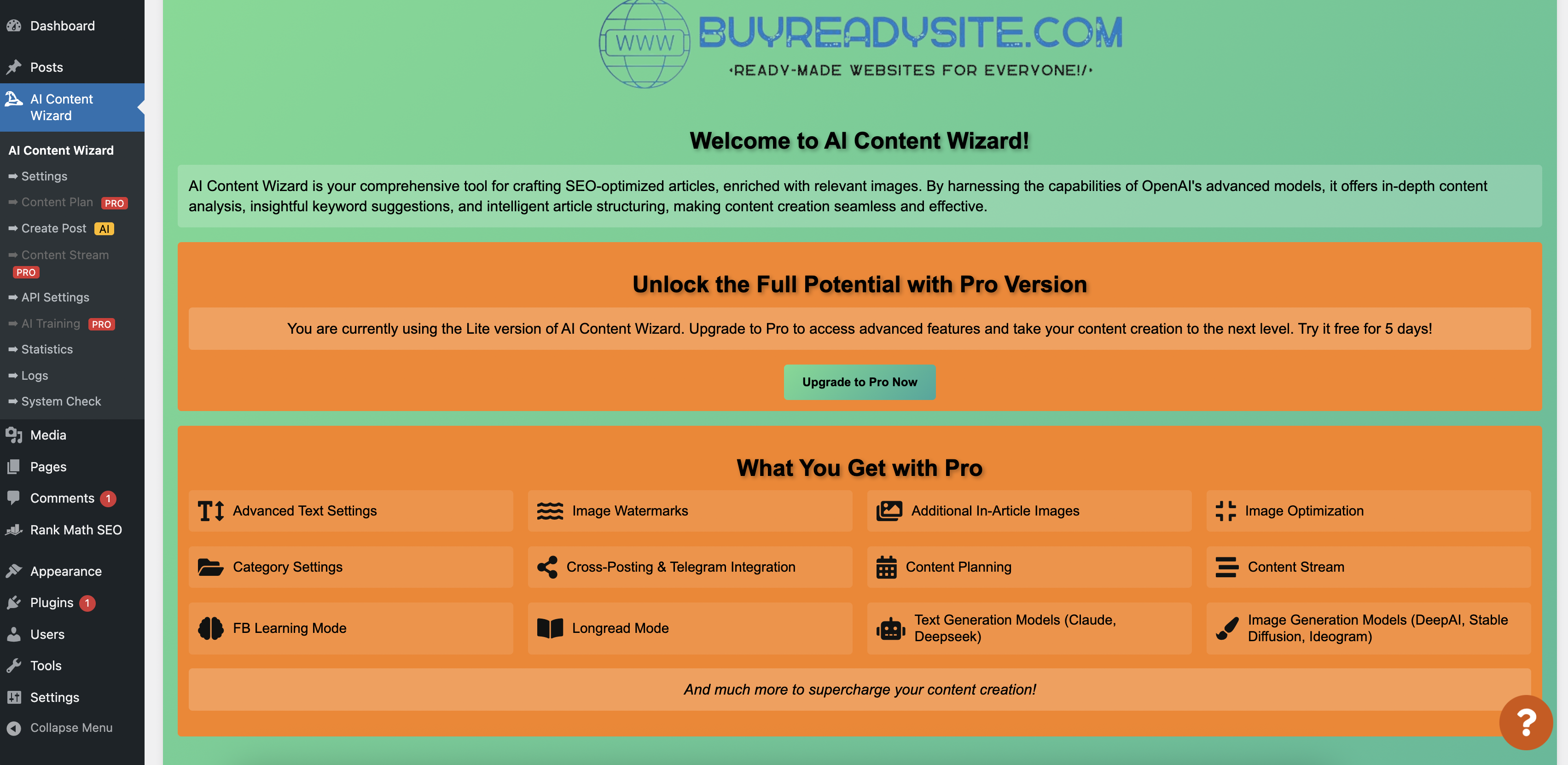 Media Wizard Kandungan AI untuk WordPress 5.0 - Buka kunci kuasa AI untuk Strategi Kandungan & SEO Lancar 6